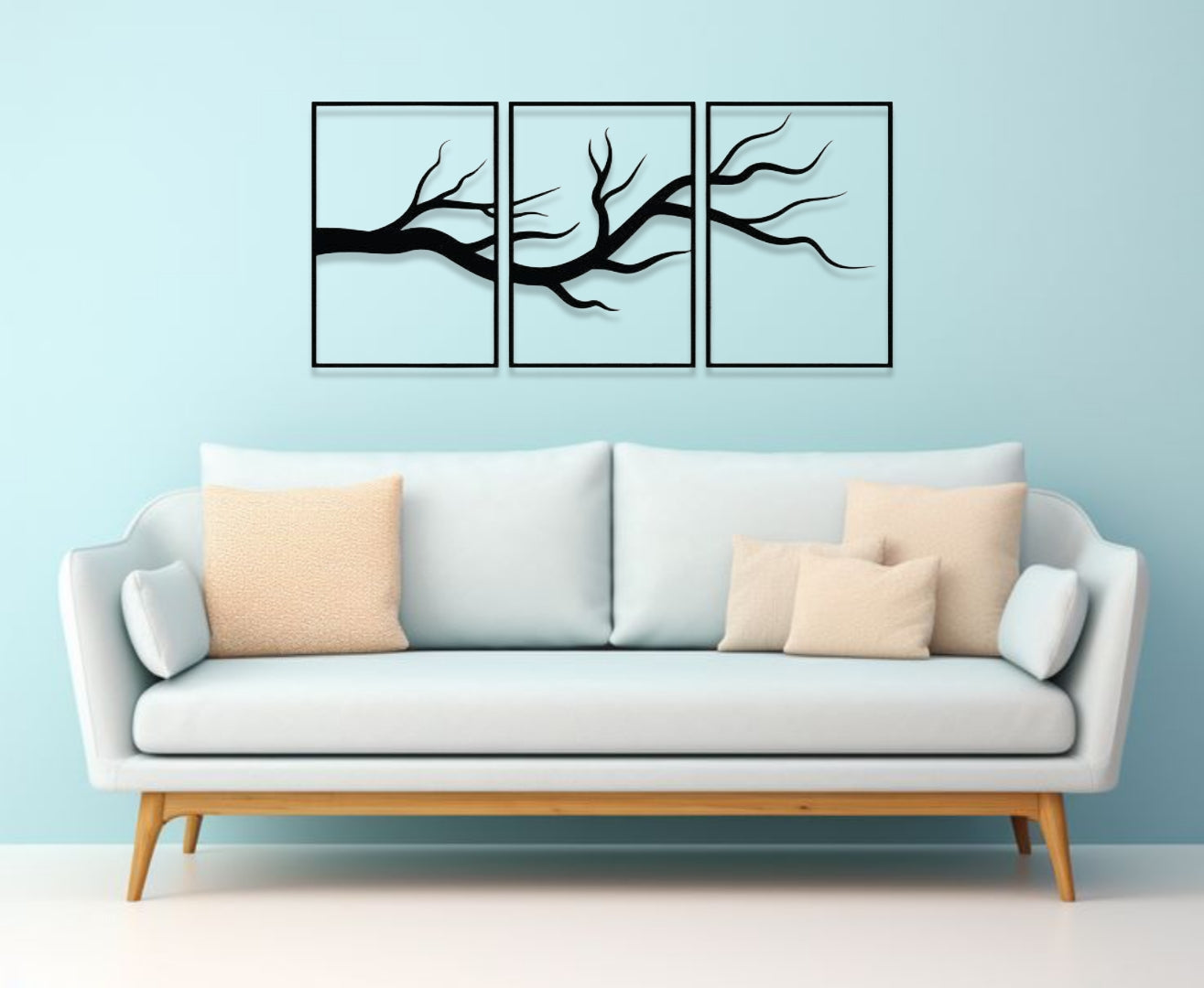Minimalist Tree Branch Wall Art – 3 Panel Modern Design
