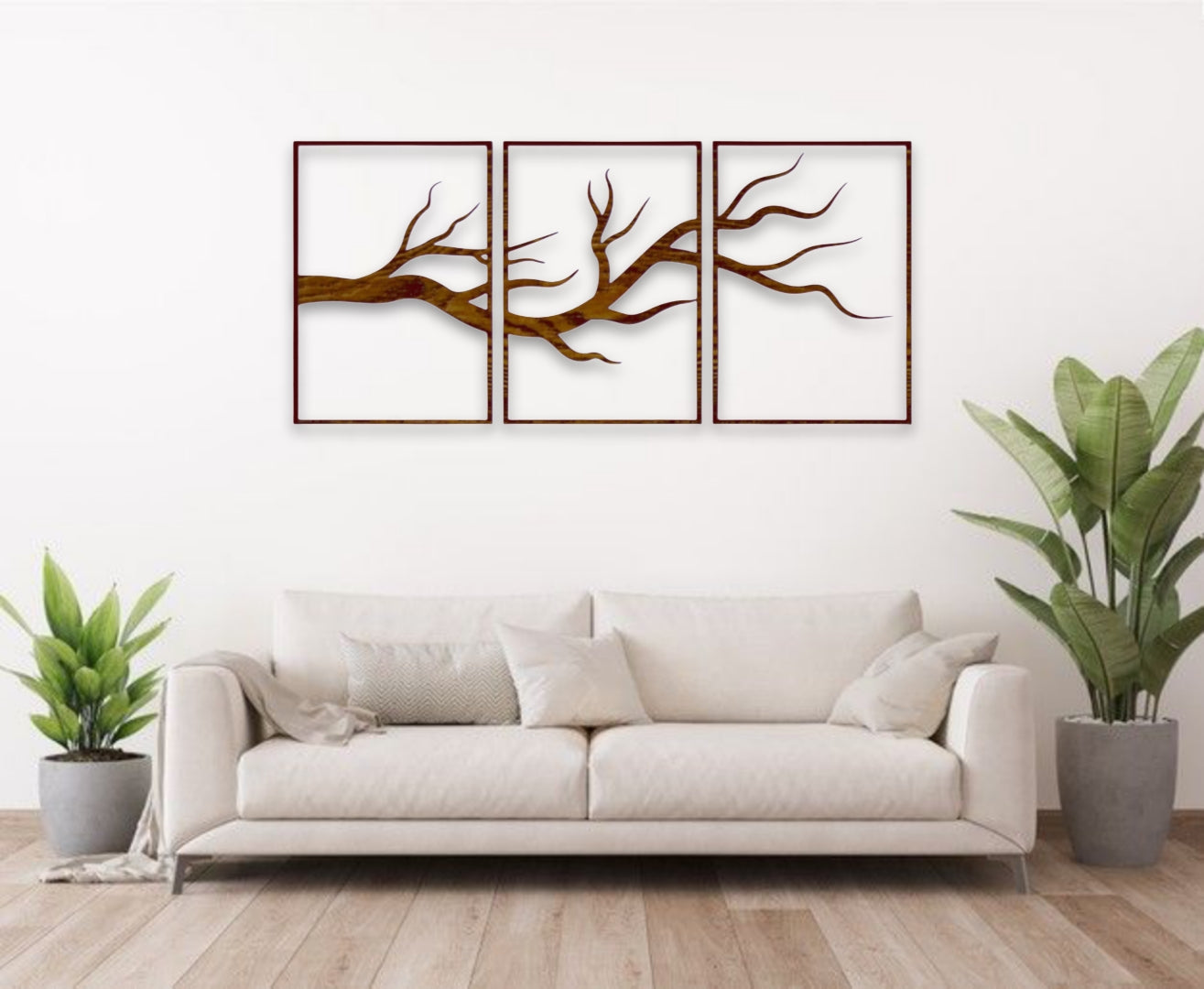 Minimalist Tree Branch Wall Art – 3 Panel Modern Design