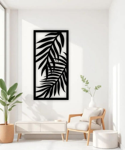 Modern black 3-piece wooden wall art with floral carved design for home décor