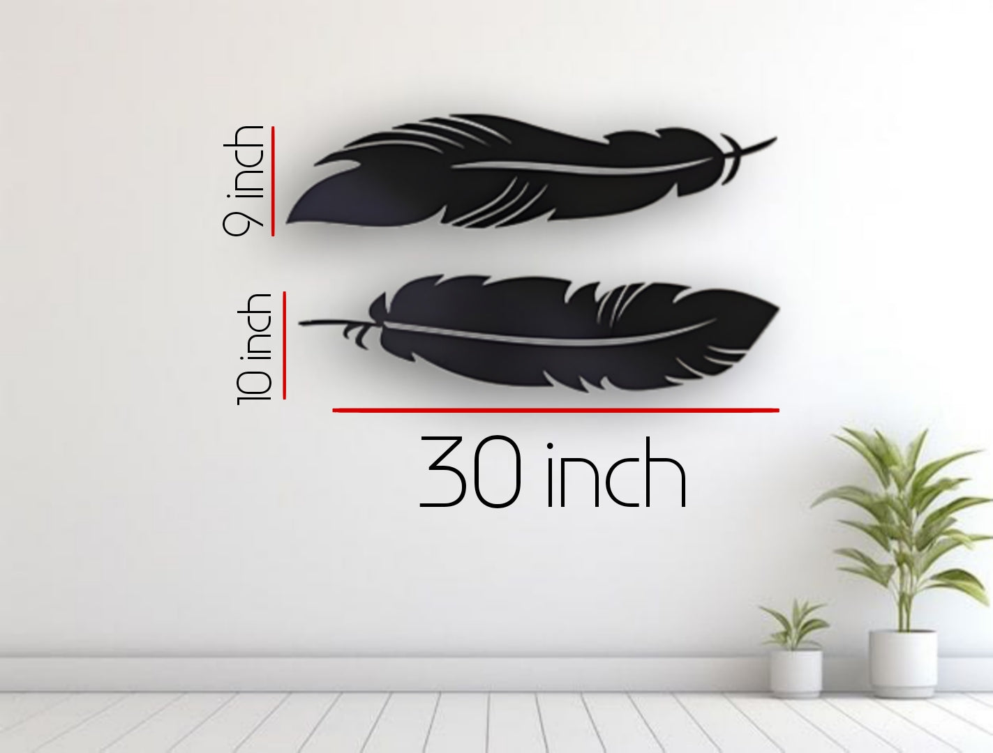 Elegant Wooden Feather Wall Art- Leaf design