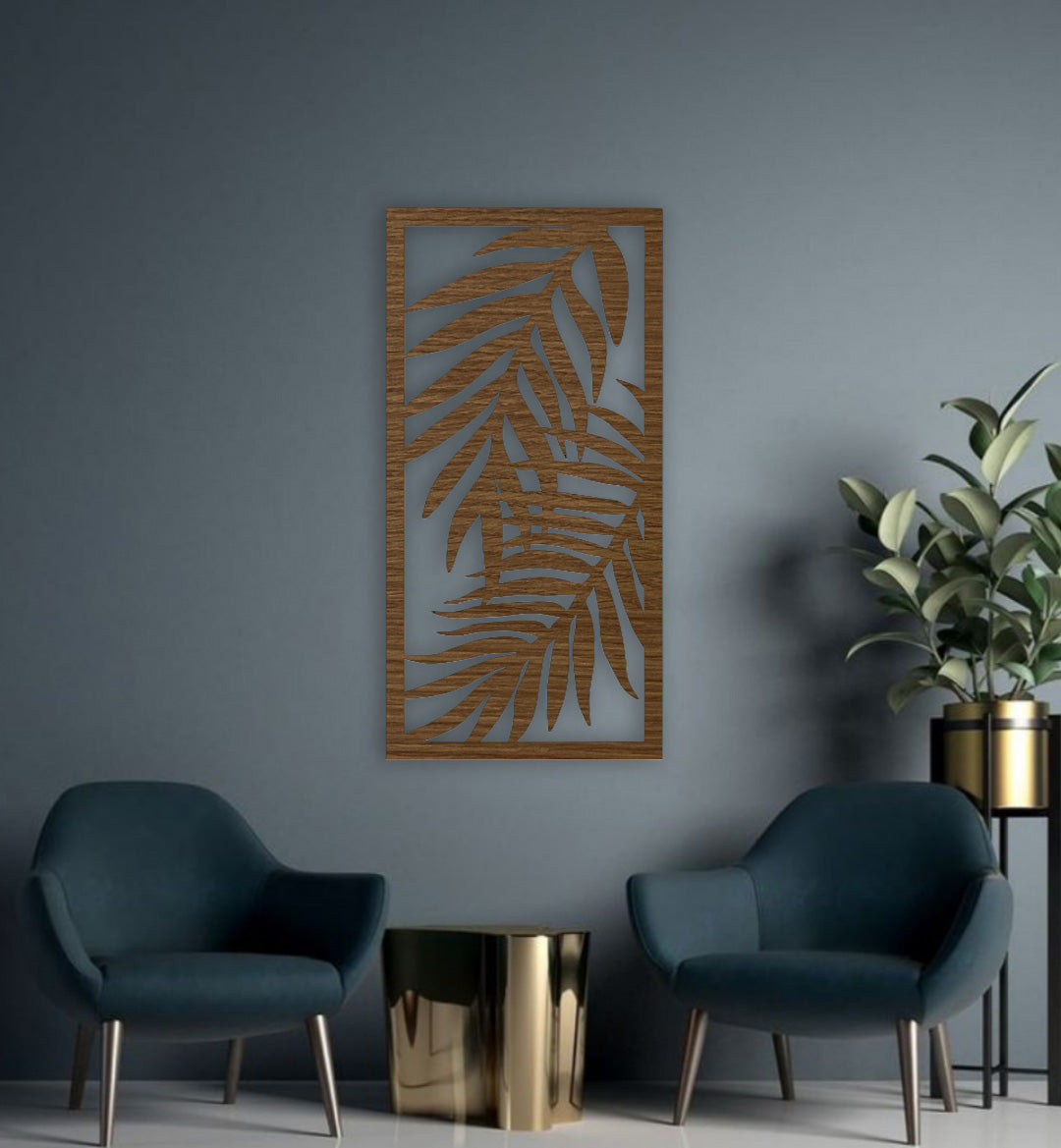 Modern wood brown 3-piece wall art with floral carved design for home décor