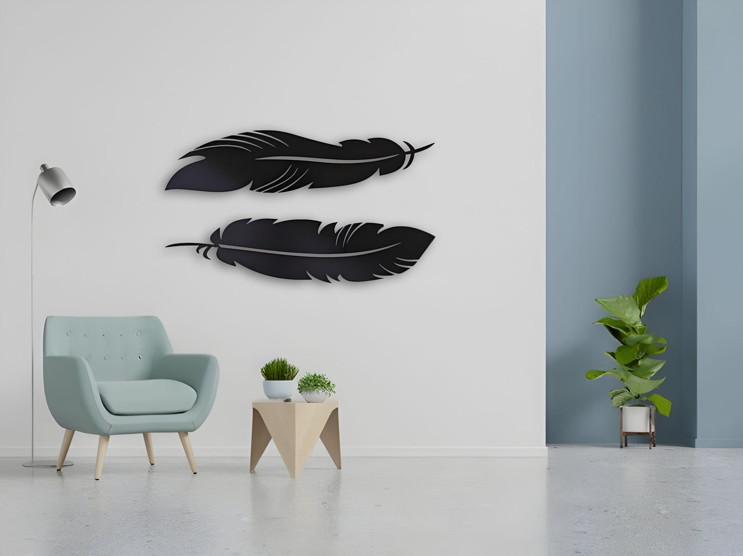 Elegant Wooden Feather Wall Art- Leaf design