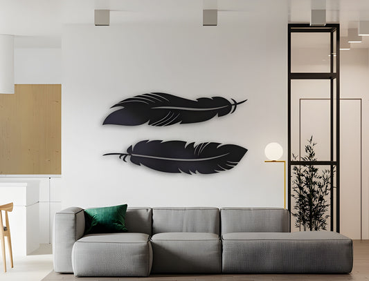 Elegant Wooden Feather Wall Art- Leaf design