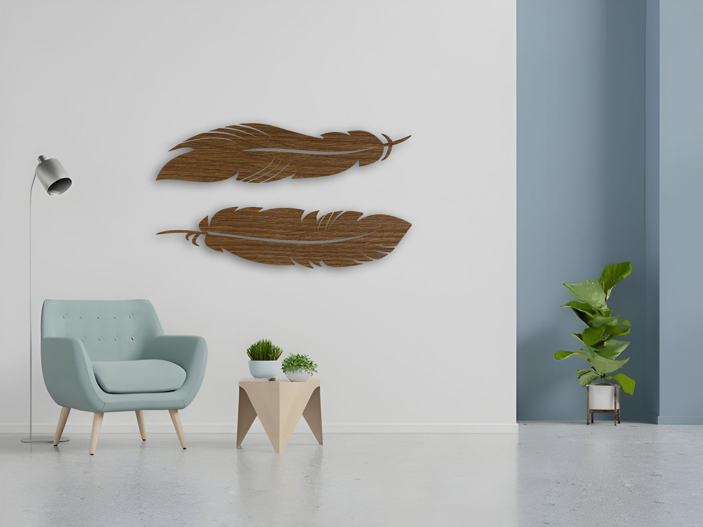 Elegant Wooden Feather Wall Art- Leaf design