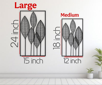 Modern wooden wall art with black leaf design for home decor