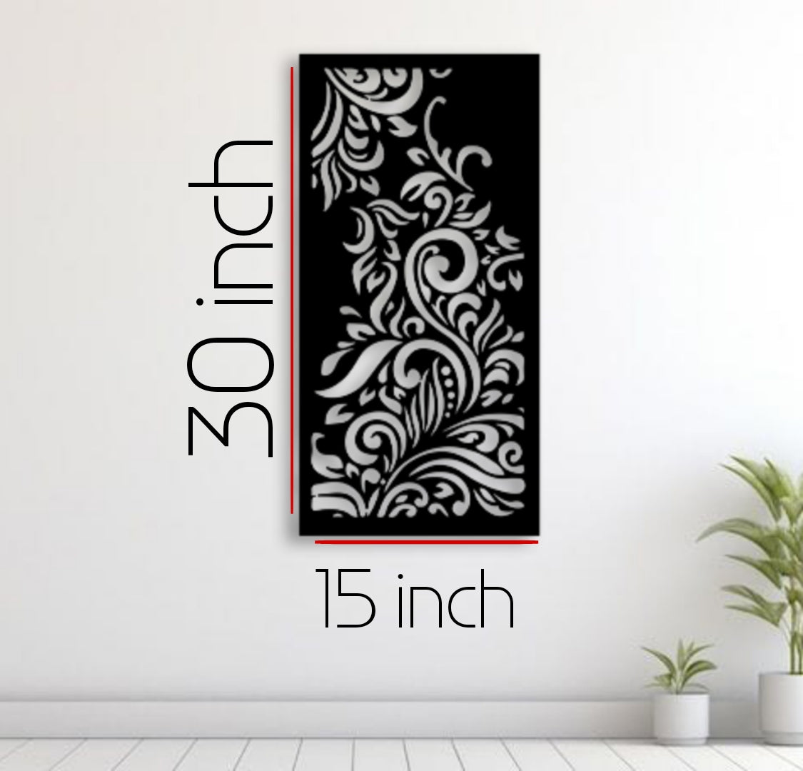 Elegant black wooden wall art with floral carved design for modern home décor
